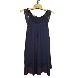 Stella Rose Italy 100% Silk Navy Blue Babydoll Style Top Ladies Large Whimsigoth